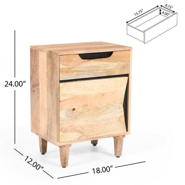 Gdf Studio Sculptura Natural Wood Modern Nightstand