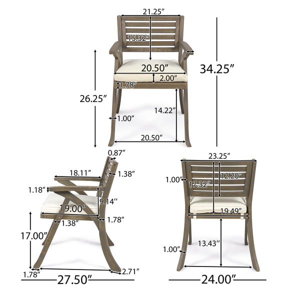 Gdf Studio Sean Outdoor Acacia Wood Dining Chair Gray And Cr?§?§me
