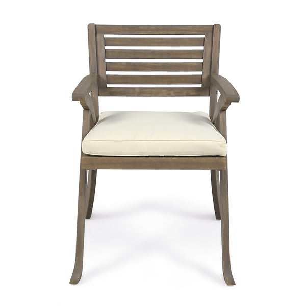 Gdf Studio Sean Outdoor Acacia Wood Dining Chair Gray And Cr?§?§me