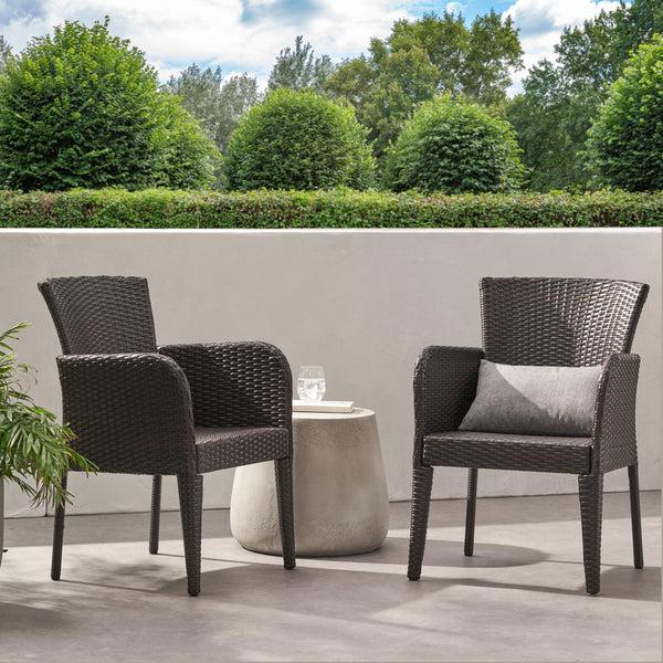 Gdf Studio Seawall Outdoor Wicker Dining Chair (Set Of 2)