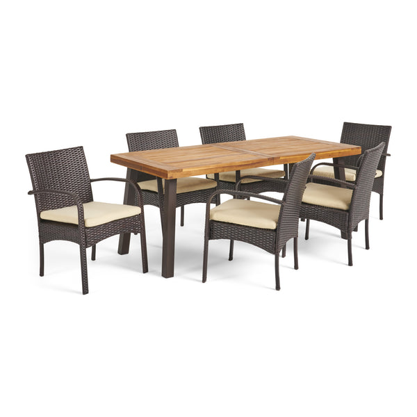 gdf studio Sebastian Wicker and Wood 7 Pc. Dining Set