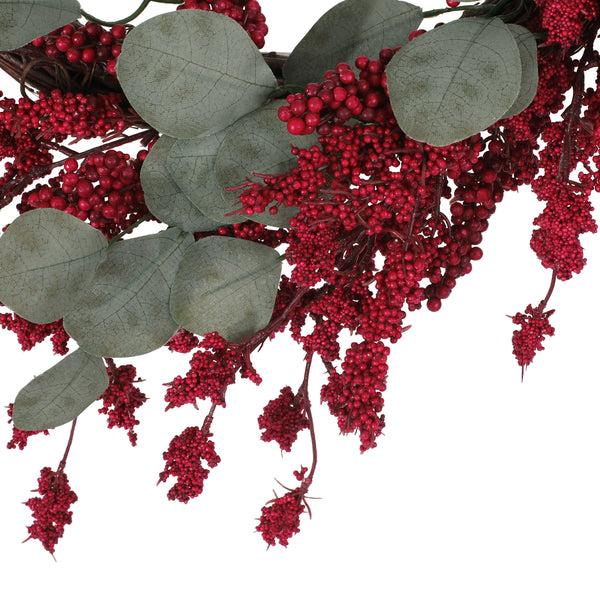 Gdf Studio Sedlari 29" Eucalyptus Artificial Wreath With Berries Green And Red