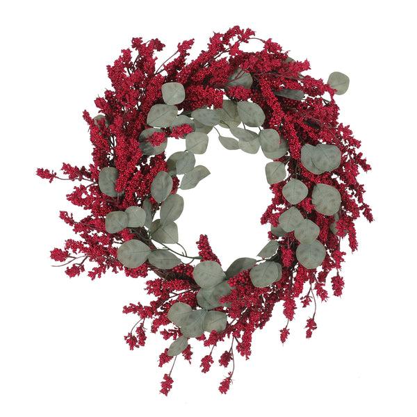 gdf studio Sedlari 29" Eucalyptus Artificial Wreath with Berries Green and Red