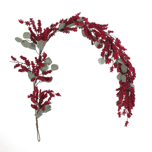 gdf studio Sedlari 5-foot Eucalyptus Artificial Garland with Berries Green and Red