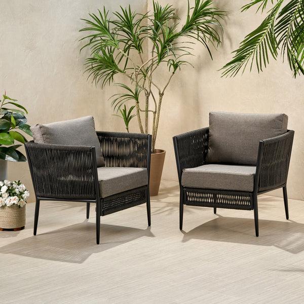 Gdf Studio Sefora Outdoor Rope Club Chair With Cushions (Set Of 2)