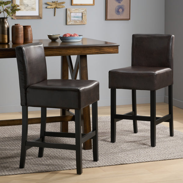 Gdf Studio Seigel 19-Inch Brown Bonded Leather Counter Stool (Set Of 2)