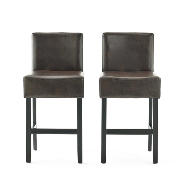 gdf studio Seigel 19-Inch Brown Bonded Leather Counter Stool (Set of 2)