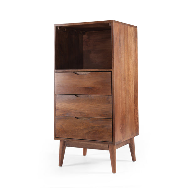 gdf studio Senoia Handcrafted Mid-Century Modern Mango Wood 3 Drawer Chest