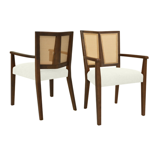 Gdf Studio Serenal Modern Upholstered Dining Chairs With Cane Webbing Set Of 2