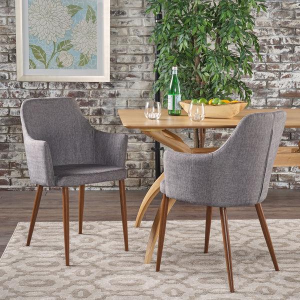 Gdf Studio Serra Mid Century Fabric Dining Chair With Wood Finished Metal Legs (Set Of 2)