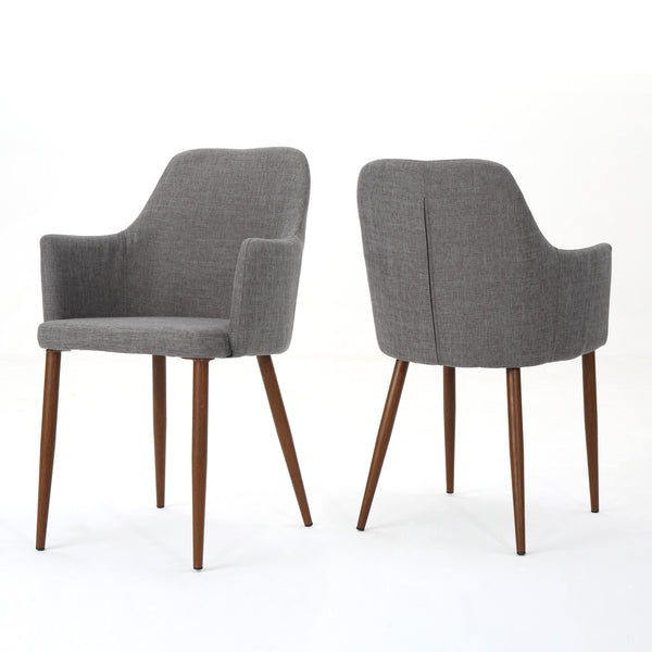 gdf studio Serra Mid Century Fabric Dining Chair with Wood Finished Metal Legs (Set of 2)