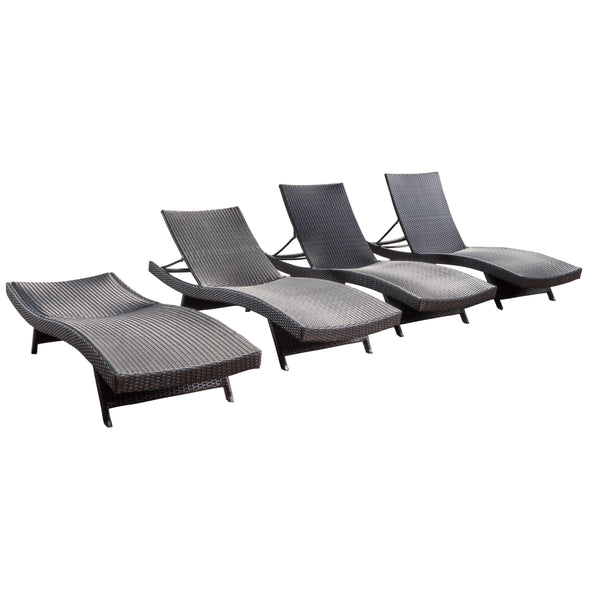 gdf studio Set of 4 Luxury Outdoor Patio Furniture PE Wicker Chaise Lounge Chairs