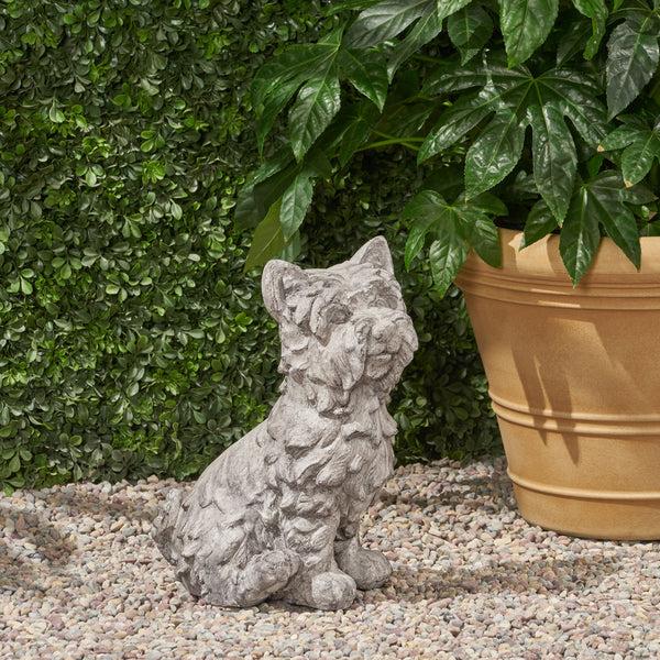 Gdf Studio Seth Outdoor Terrier Dog Garden Statue Antique Gray Finish