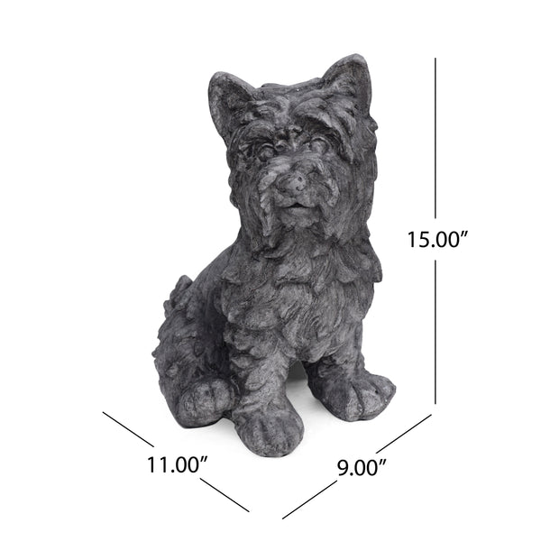 Gdf Studio Seth Outdoor Terrier Dog Garden Statue Antique Gray Finish