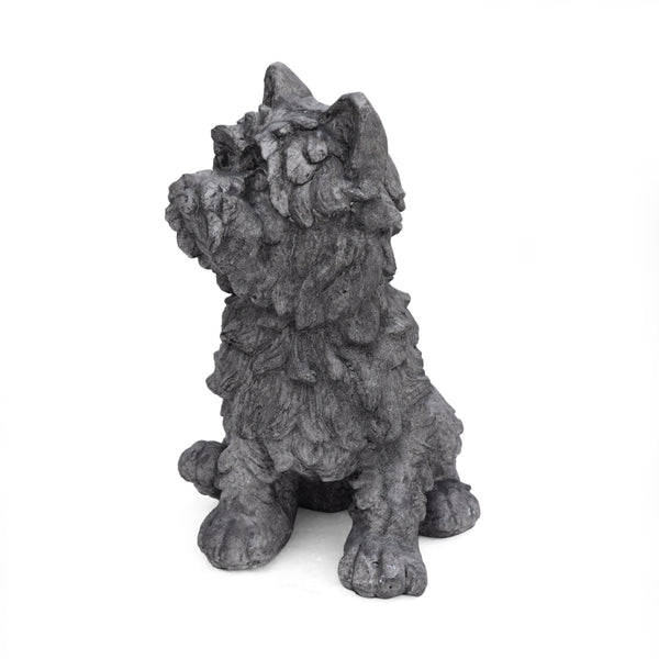 gdf studio Seth Outdoor Terrier Dog Garden Statue Antique Gray Finish