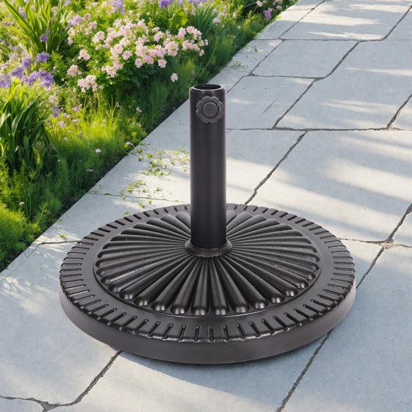 Gdf Studio Seymour Outdoor Black Resin And Steel Umbrella Base