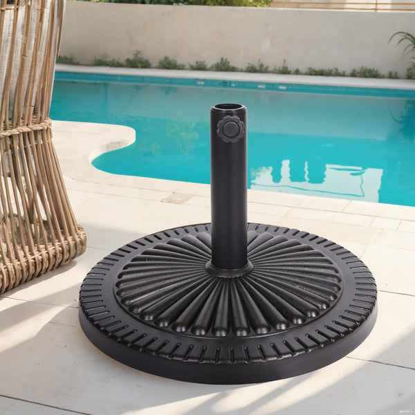Gdf Studio Seymour Outdoor Black Resin And Steel Umbrella Base
