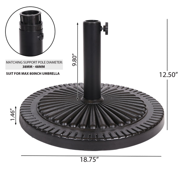 Gdf Studio Seymour Outdoor Black Resin And Steel Umbrella Base