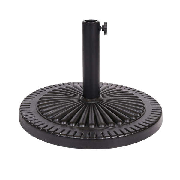 gdf studio Seymour Outdoor Black Resin and Steel Umbrella Base