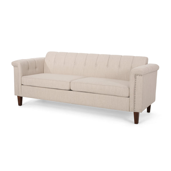 Gdf Studio Shahmeer Contemporary Channel Stitch Fabric 3 Seater Sofa
