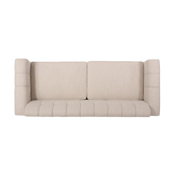Gdf Studio Shahmeer Contemporary Channel Stitch Fabric 3 Seater Sofa