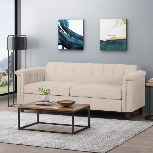 gdf studio Shahmeer Contemporary Channel Stitch Fabric 3 Seater Sofa