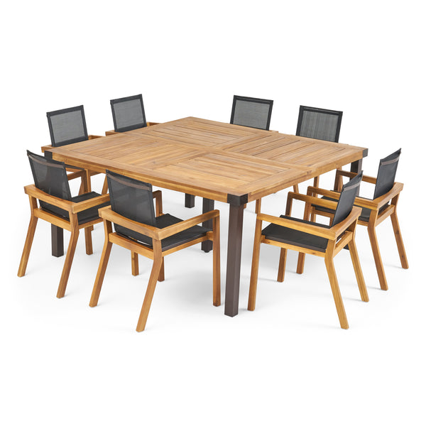 gdf studio Shamel Outdoor 8 Seater Acacia Wood Dining Set