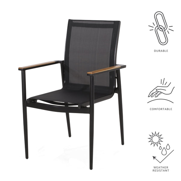 Gdf Studio Shane Outdoor Mesh And Aluminum Dining Chairs