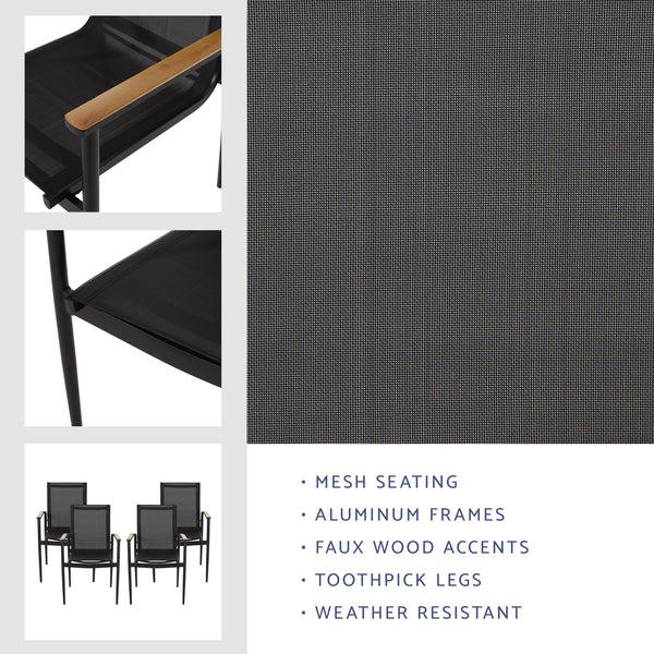 Gdf Studio Shane Outdoor Mesh And Aluminum Dining Chairs