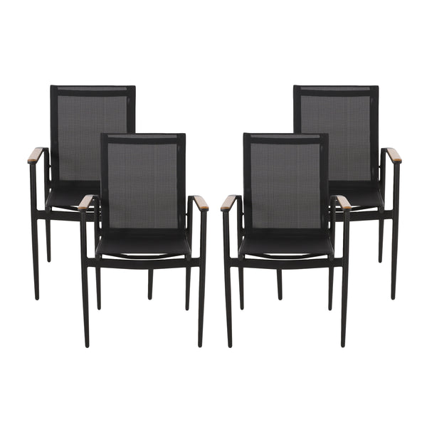 gdf studio Shane Outdoor Mesh and Aluminum Dining Chairs