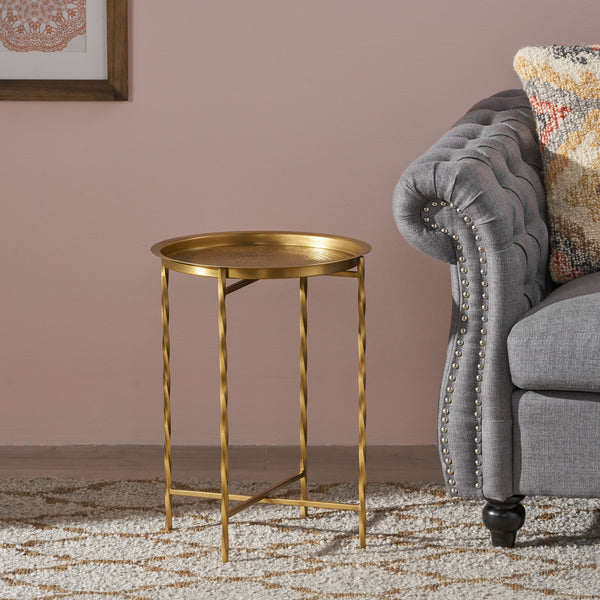 gdf studio Shanvika Vintage Style Iron Tray Top Side Table