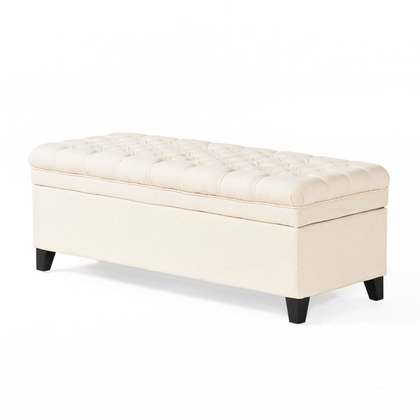 gdf studio Sheffield French Style Beige Fabric Tufted Storage Ottoman Bench
