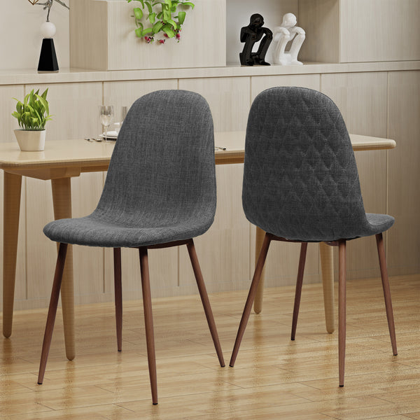 Gdf Studio Sherdan Mid Century Fabric Dining Chairs With Wood Finished Legs - Set Of 2