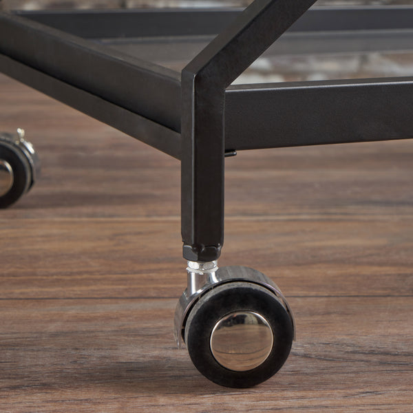 Gdf Studio Sheri Modern Tempered Glass Black Iron Bar Cart