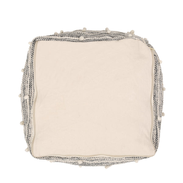 Gdf Studio Shurley Parham Boho Handcrafted Fabric Cube Pouf Ivory And Gray