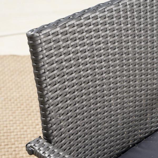 Gdf Studio Sicily Outdoor 6 Piece Gray Aluminum Dining Set With Bench And Gray Wicker Dining Chairs