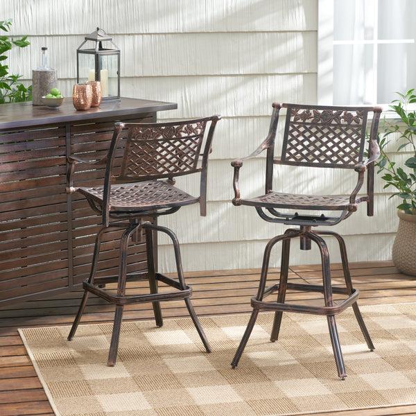Gdf Studio Sierra 30-Inch Outdoor Cast Aluminum Swivel Bar Stools (Set Of 2)