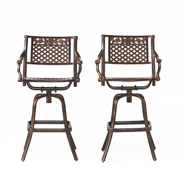 gdf studio Sierra 30-Inch Outdoor Cast Aluminum Swivel Bar Stools (Set of 2)