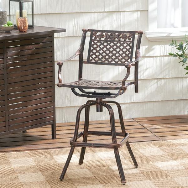 Gdf Studio Sierra 30-Inch Outdoor Cast Aluminum Swivel Bar Stool