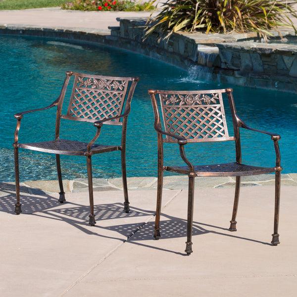 Gdf Studio Sierra Outdoor Cast Aluminum Dining Chairs (Set Of 2)