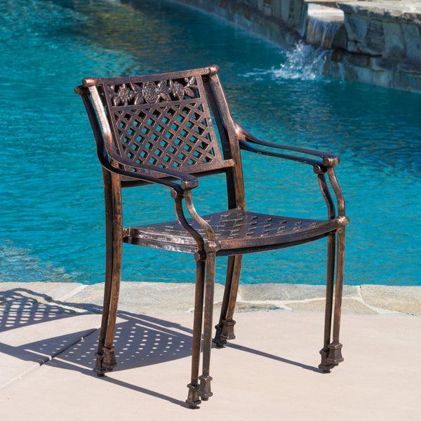 Gdf Studio Sierra Outdoor Cast Aluminum Dining Chairs (Set Of 2)