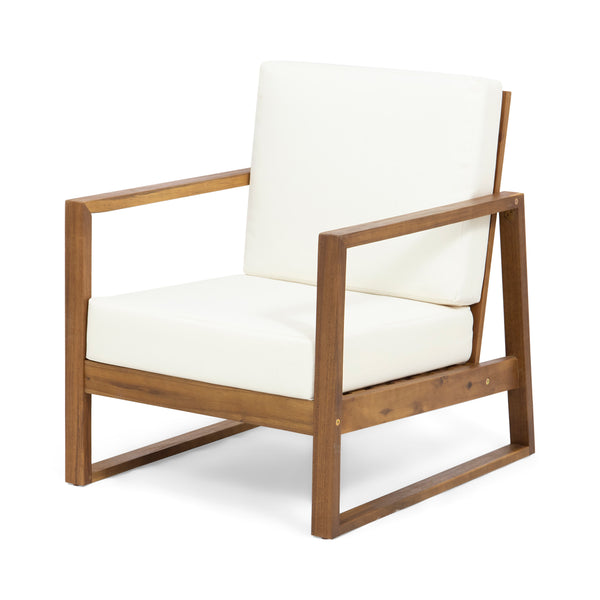 Gdf Studio Silla Outdoor Acacia Wood Club Chair With Cushion