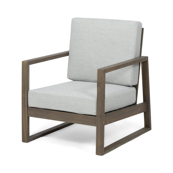 gdf studio Silla Outdoor Acacia Wood Club Chair with Cushion