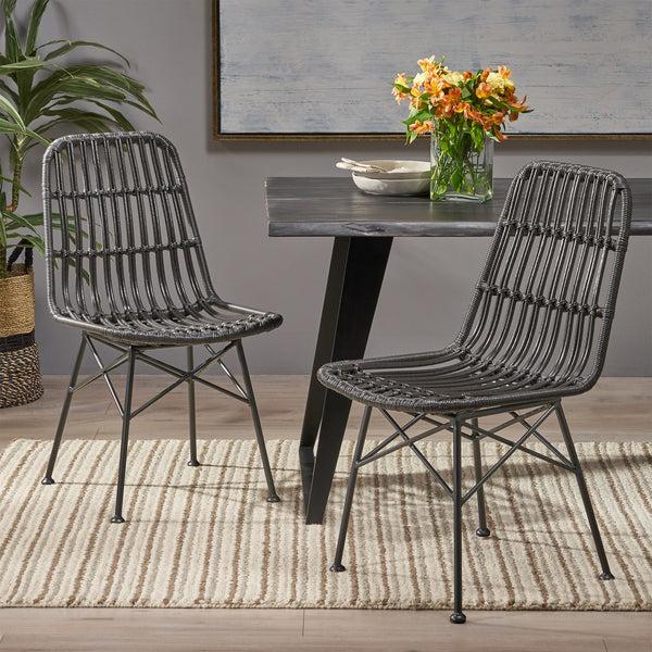 Gdf Studio Silverdew Indoor Wicker Dining Chairs (Set Of 2)