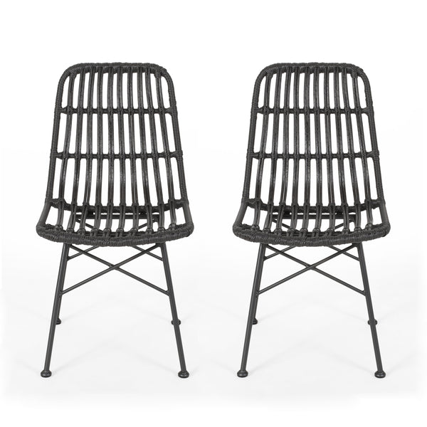 gdf studio Silverdew Indoor Wicker Dining Chairs (Set of 2)