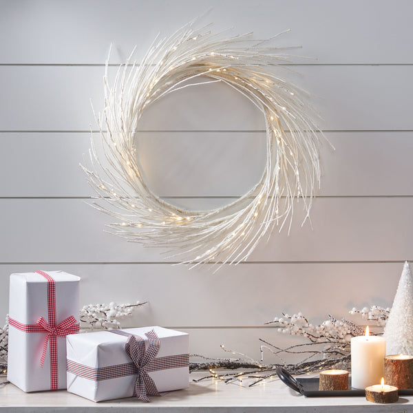 Gdf Studio Simba 24" Pre-lit Warm White LED Artificial Christmas Wreath