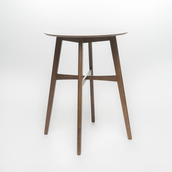 Gdf Studio Simi Natural Walnut Finish Circular 5 Piece Bar Height Dining Set