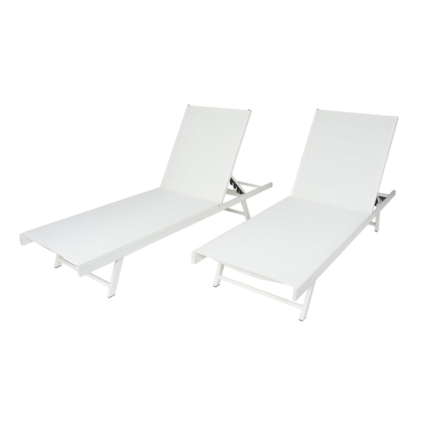 Gdf Studio Simon Outdoor Aluminum And Mesh Chaise Lounge
