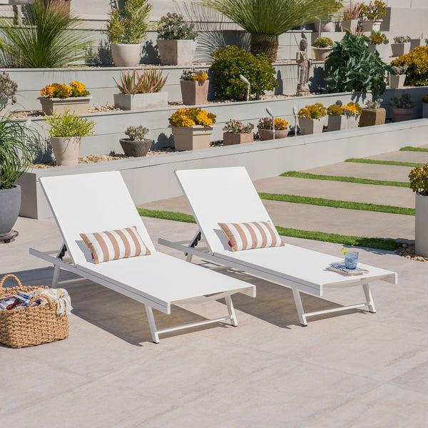 Gdf Studio Simon Outdoor Aluminum And Mesh Chaise Lounge