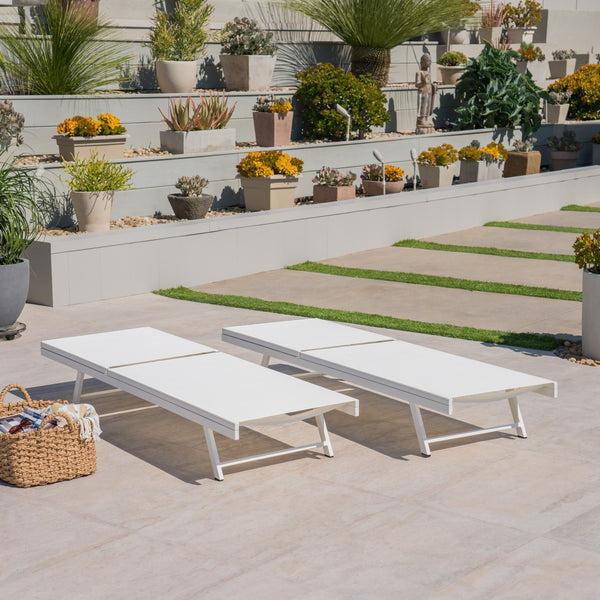 Gdf Studio Simon Outdoor Aluminum And Mesh Chaise Lounge